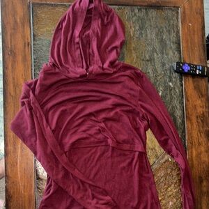 Maternity Burgundy Hooded Long Sleeve Top